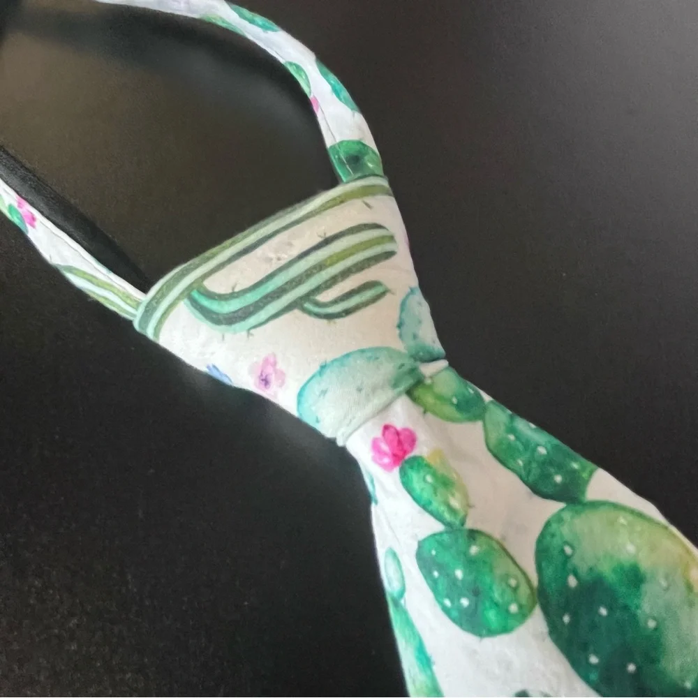 Littlest Prince Kids Cactus Print Zipper Adjustable Tie - Green,